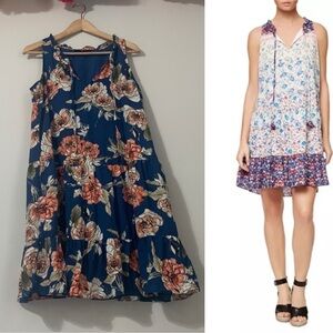 Sanctuary Romy Floral Blue Sleeveless Tiered Dress